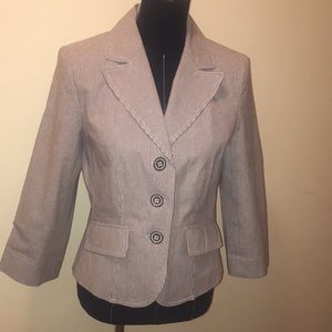 Pinstripe mocha tailored blazer